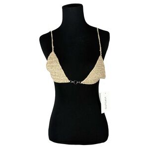 New Outcast Zarae Crop Top Bikini In Gold XXS